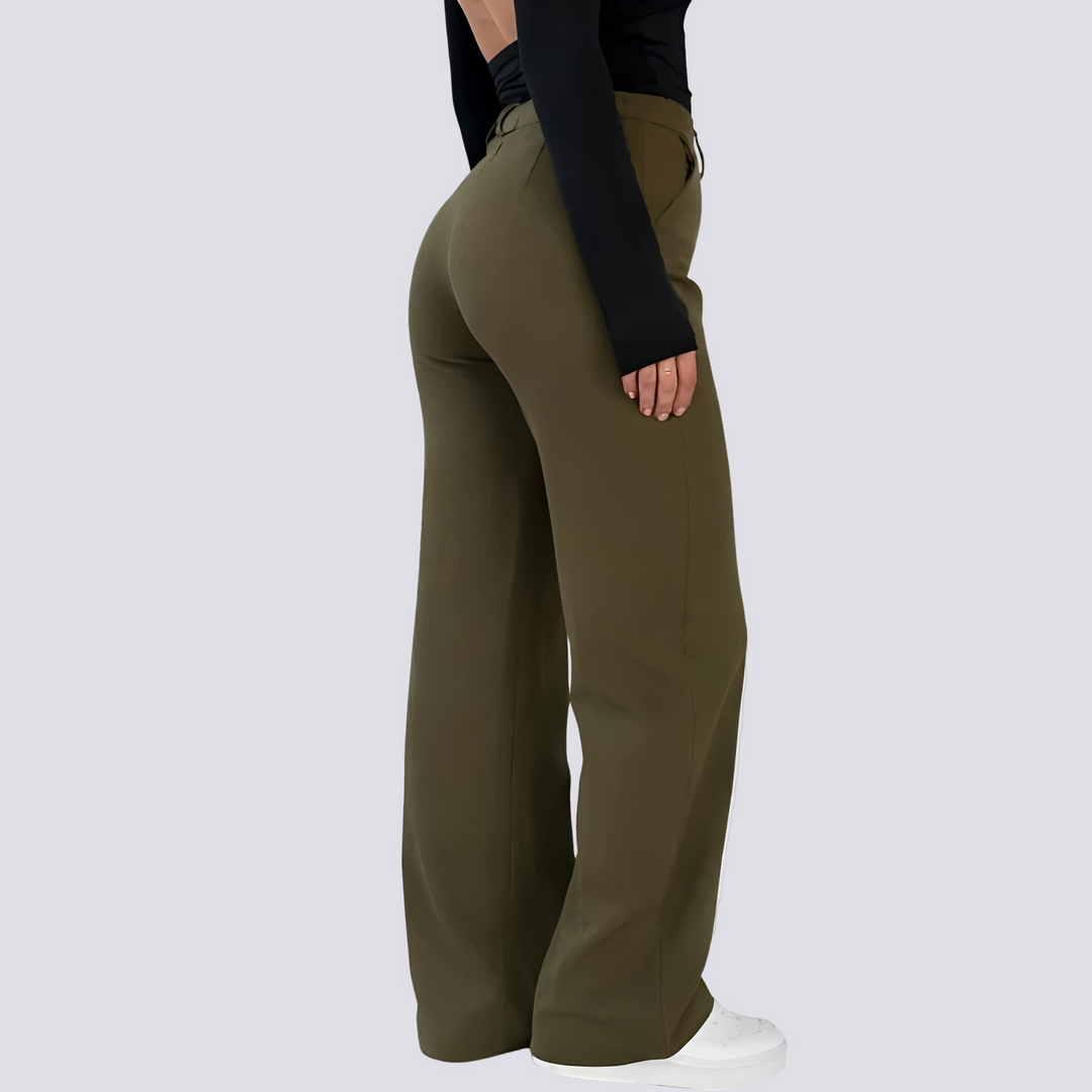 Calças casuais de cintura alta para mulheres, estilo chique e versátil, ideal para moda feminina de verão.