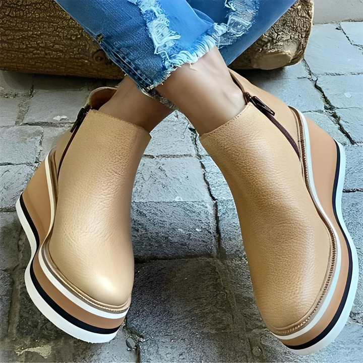 Botas femininas Lyana de inverno, estilo casual com fecho éclair prático, um calçado versátil para o dia a dia.