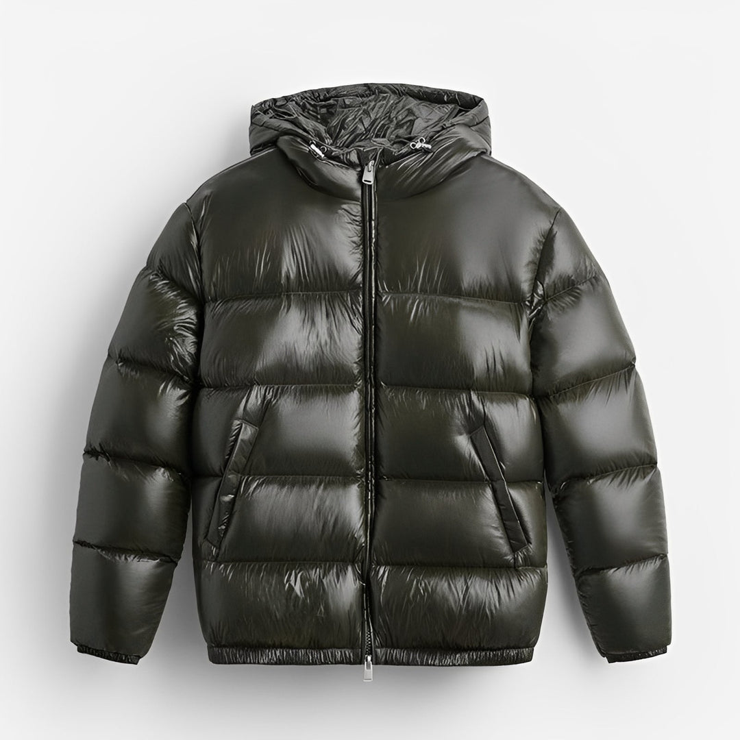Casaco de inverno masculino acolchoado e casual. Perfeito para proteger do frio com conforto.