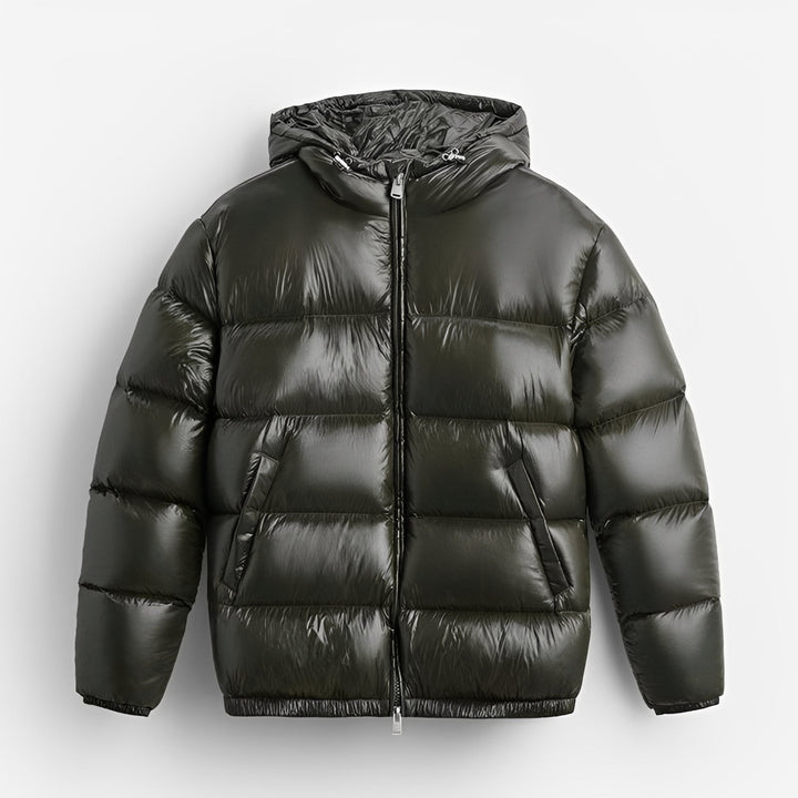 Casaco de inverno masculino acolchoado e casual. Perfeito para proteger do frio com conforto.