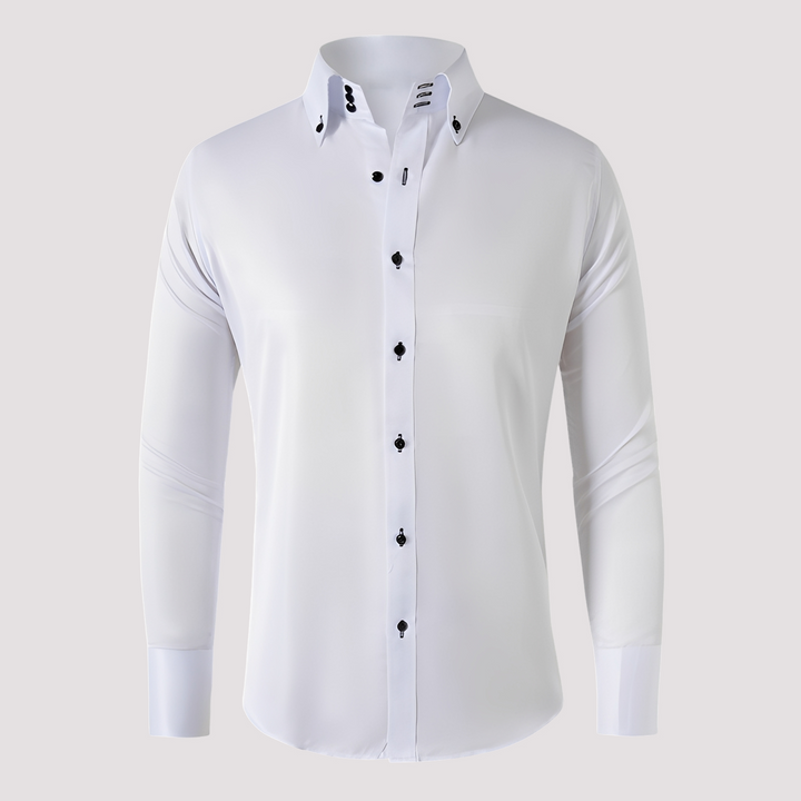 Camisa masculina casual de manga longa, estilo versátil para outono/primavera, dia a dia e eventos sociais.