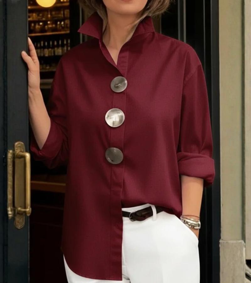 Camisa social feminina elegante, blusa versátil para trabalho ou eventos, moda feminina com conforto.