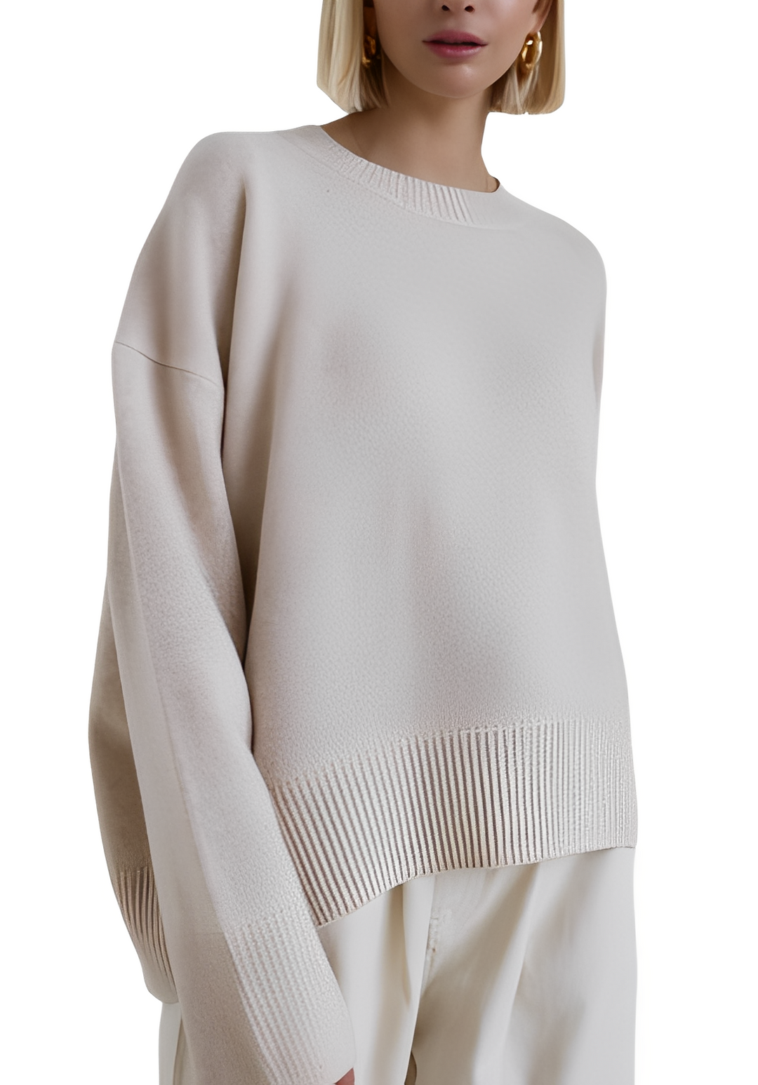 Roupa feminina: suéter oversize Pamella de tricot. Estilo casual com conforto para a moda inverno.