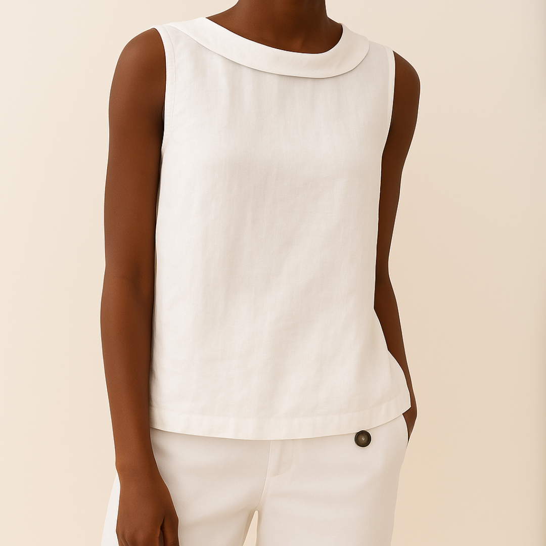 Roupa leve: blusa feminina sem mangas para máximo conforto. Perfeita para o verão e primavera, toque suave.