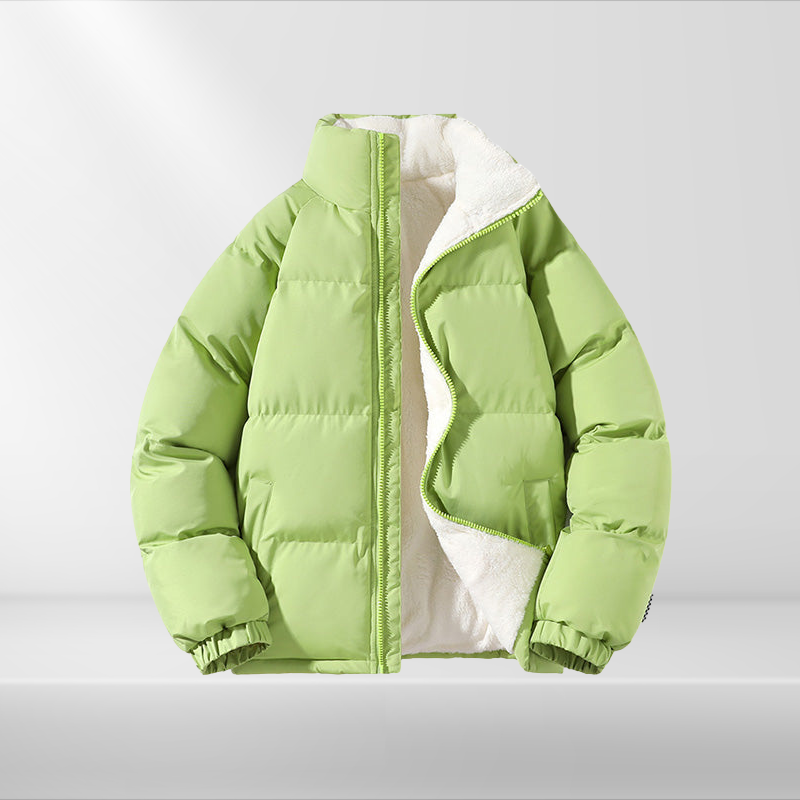 Jaqueta puffer masculina casual para inverno, acolchoada, versátil para agasalho e moda urbana.