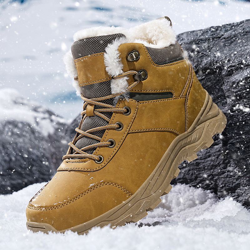 Botas masculinas casuais e confortáveis para o inverno, com forro quente e design clássico, para uso diário.