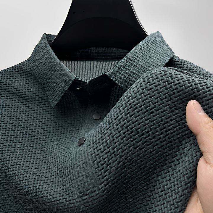 Camisa polo masculina casual de manga curta, disponível em várias cores e tamanhos grandes.