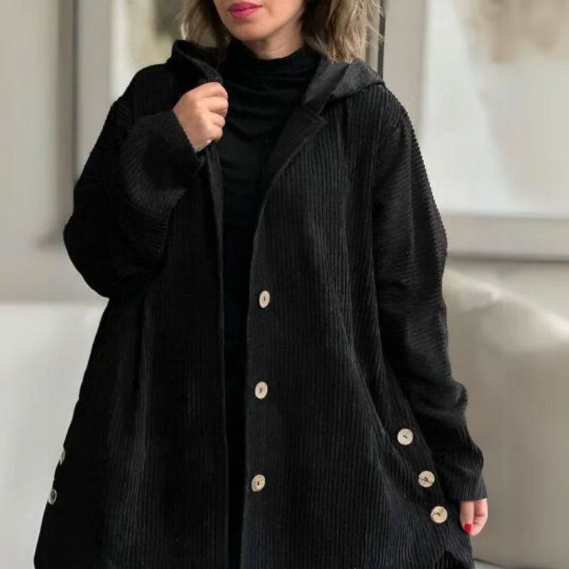 Jaqueta feminina versátil para uso diário no outono e inverno, com capuz e estilo casual.