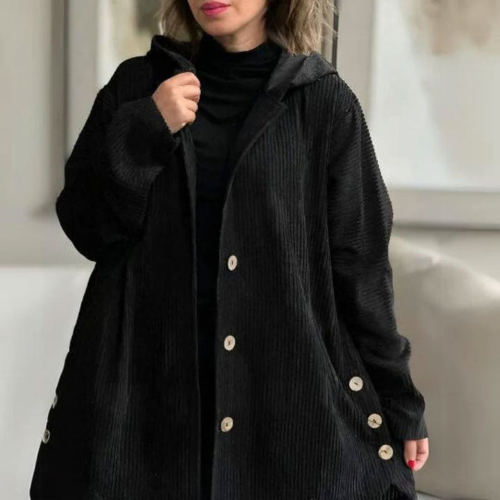 Jaqueta feminina versátil para uso diário no outono e inverno, com capuz e estilo casual.