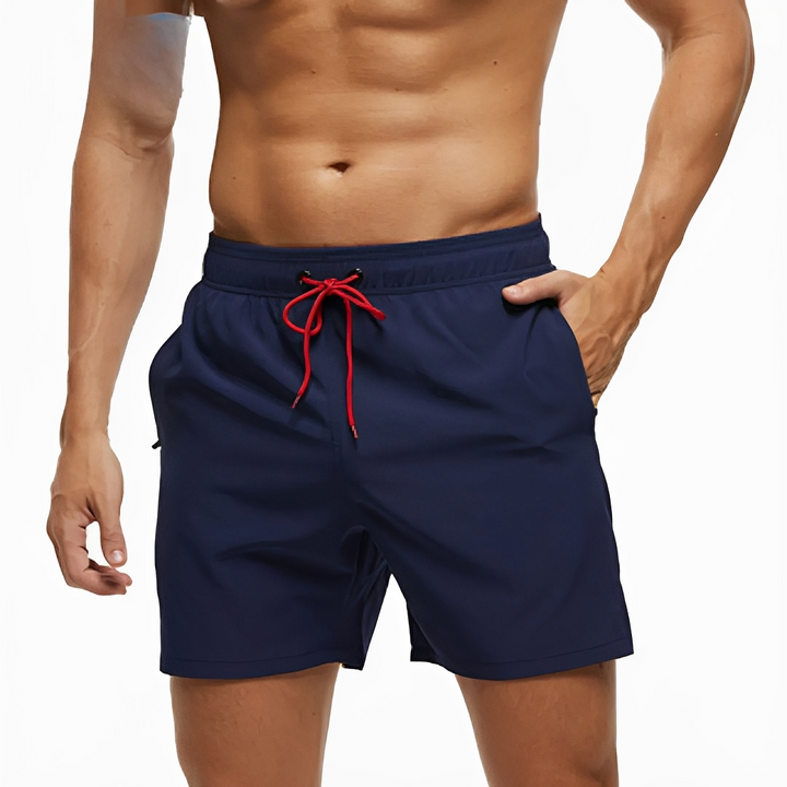 Calções de banho masculinos versáteis. Confortáveis, secagem rápida, para praia e piscina no verão.
