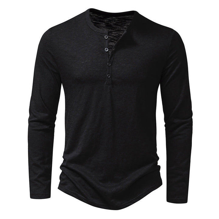 Camisa masculina casual de manga longa, botões frontais, proporciona conforto e um toque de estilo masculino versátil.