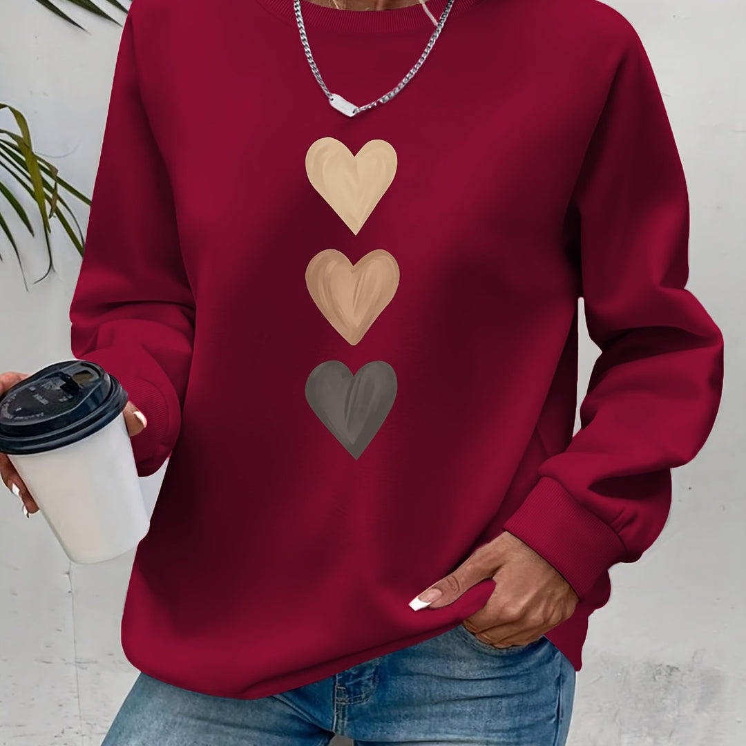 Camisola de outono feminina Amara, com corações e estilo casual elegante, para o seu máximo conforto.