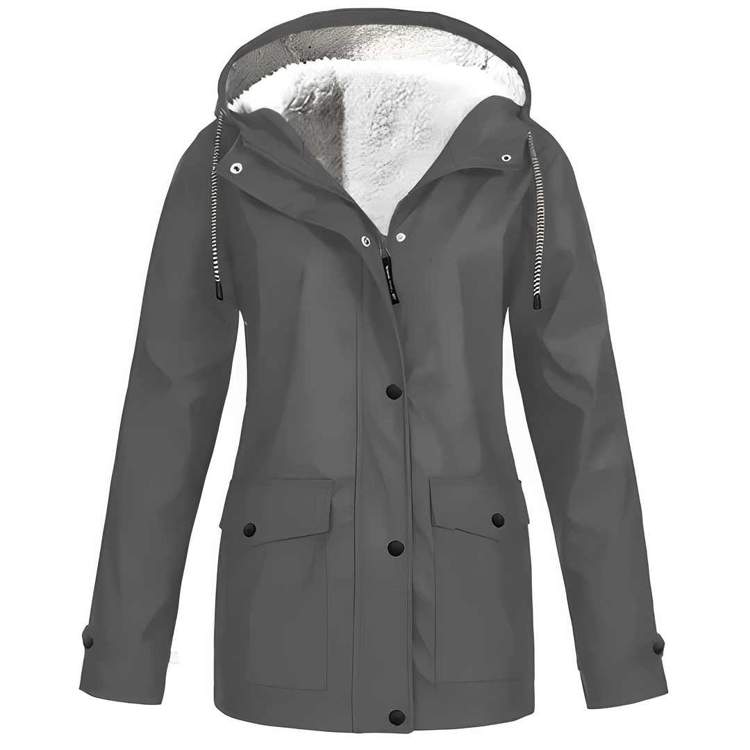 Casaco impermeável feminino de proteção contra chuva, para inverno, confortável e disponível em várias cores.