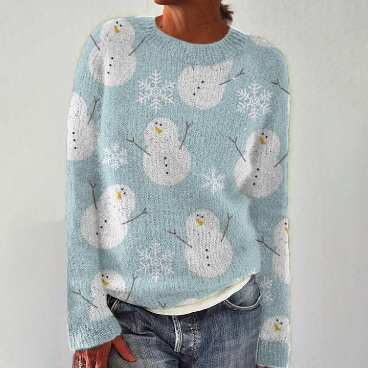 Suéter de inverno feminino aconchegante, ideal para o frio. Peça de moda casual em malha colorida.