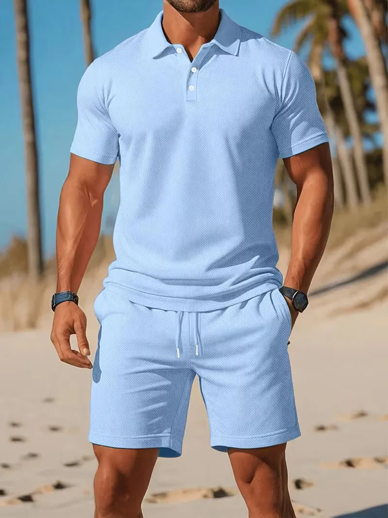 Conjunto masculino polo e calção. Ideal verão. Estilo casual e confortável.