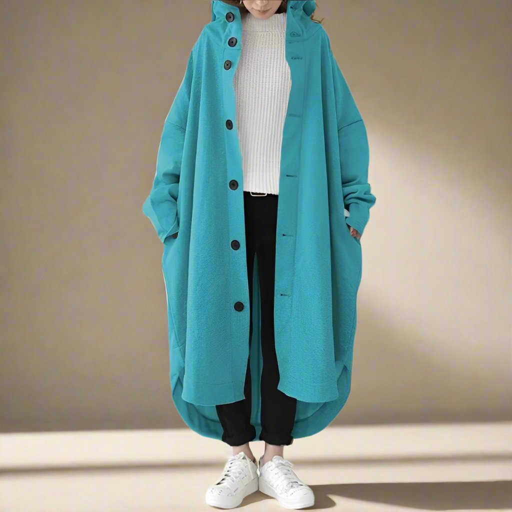 Trench Coat Feminino Cailyn longo e elegante para inverno e outono. Peça aconchegante de moda e estilo.