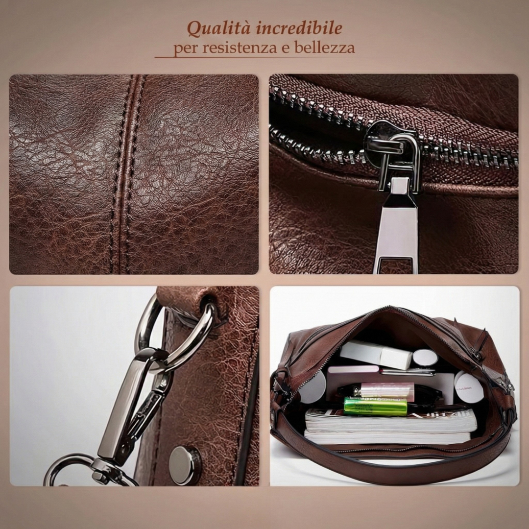 Bolsa feminina preta de couro de luxo, acessório essencial. Design sofisticado para qualquer ocasião.