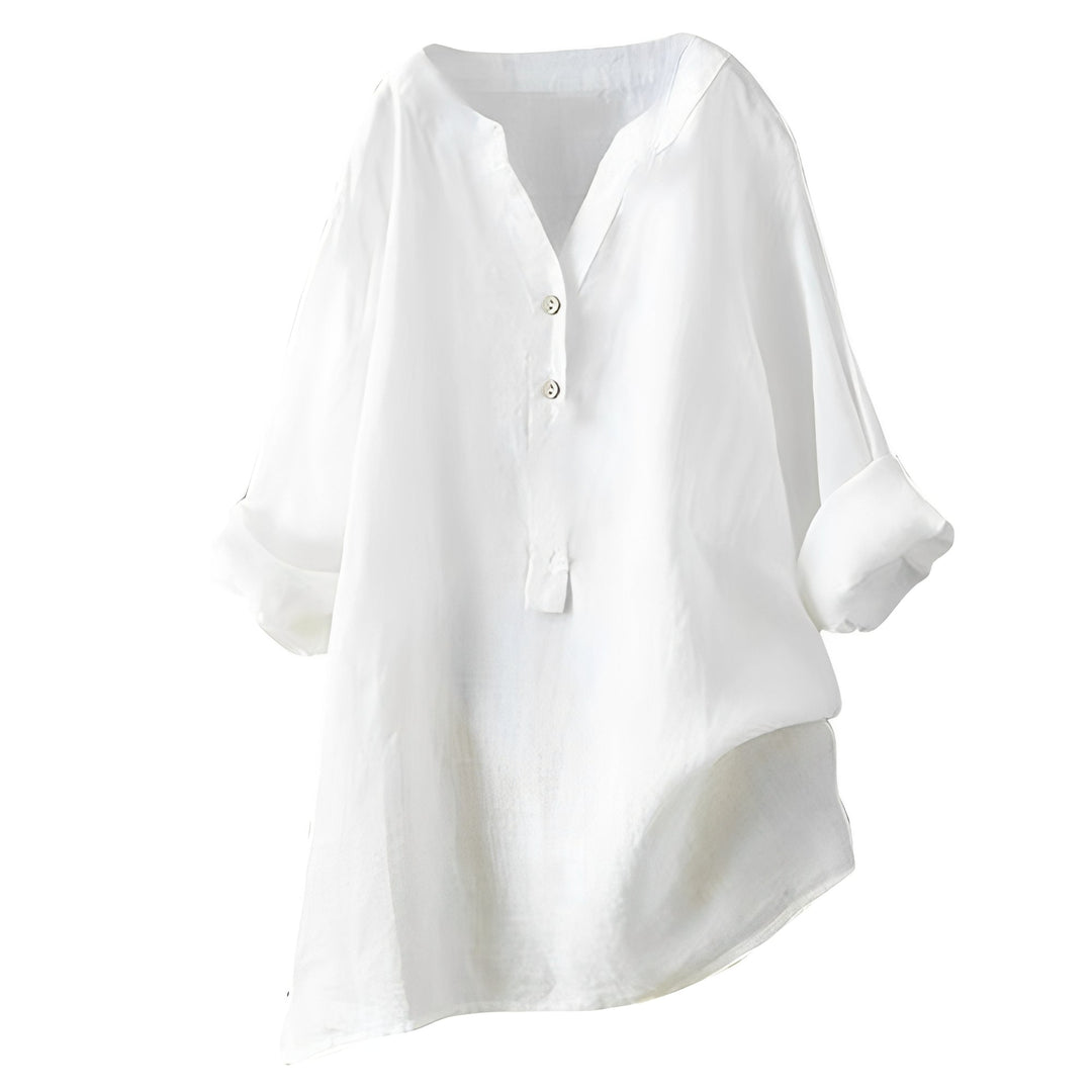 Blusa feminina Bethany para escritório ou uso diário, elegante, solta e confortável, essencial na moda casual.