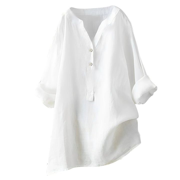 Blusa feminina Bethany para escritório ou uso diário, elegante, solta e confortável, essencial na moda casual.