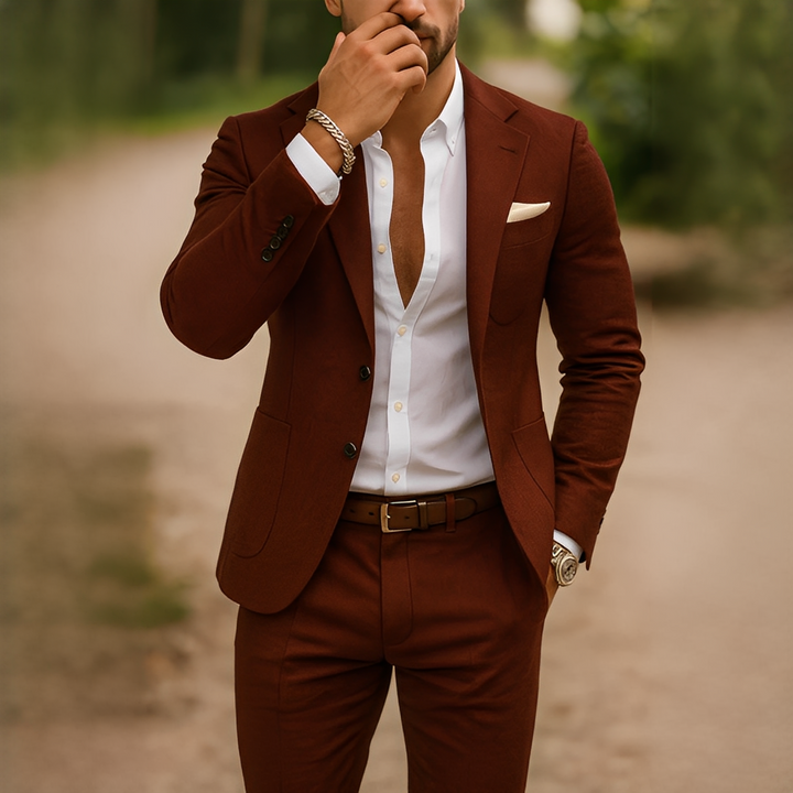Conjunto formal masculino versátil para negócios, casamentos e galas. Estilo impecável e moderno.