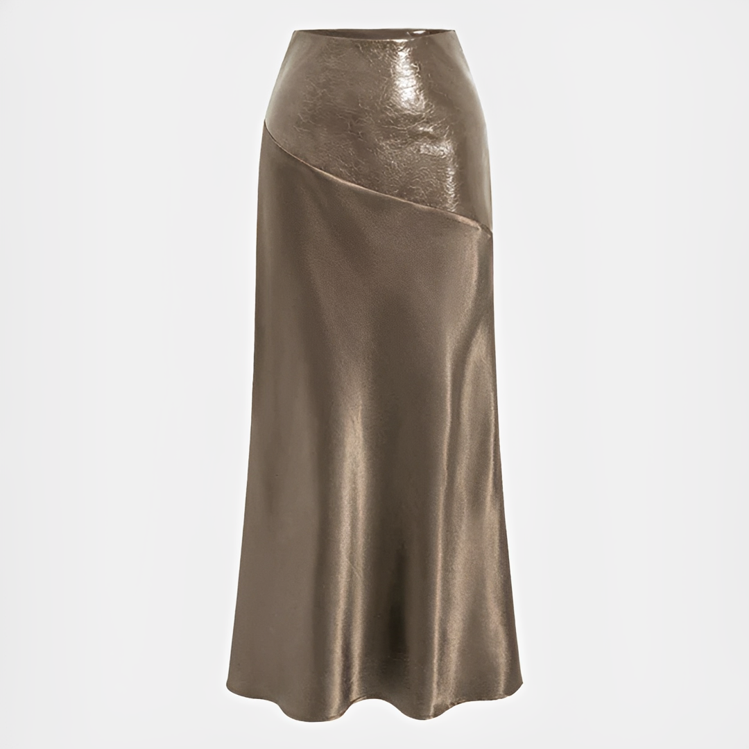 Saia Viviana para mulher, brilhante e luxuosa, com design assimétrico, excelente para festas e verão.