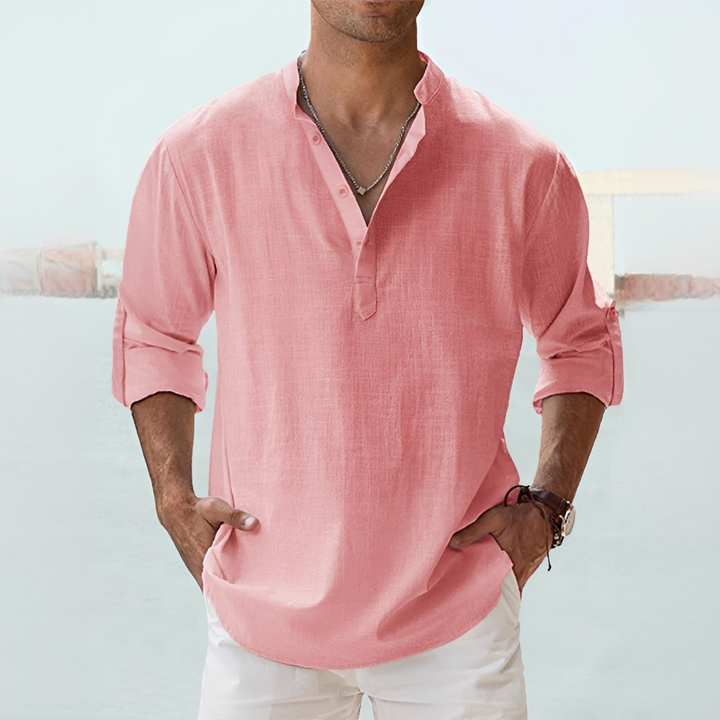 Camisa masculina de verão Terense, corte moderno, caimento confortável, para um look elegante e descontraído.