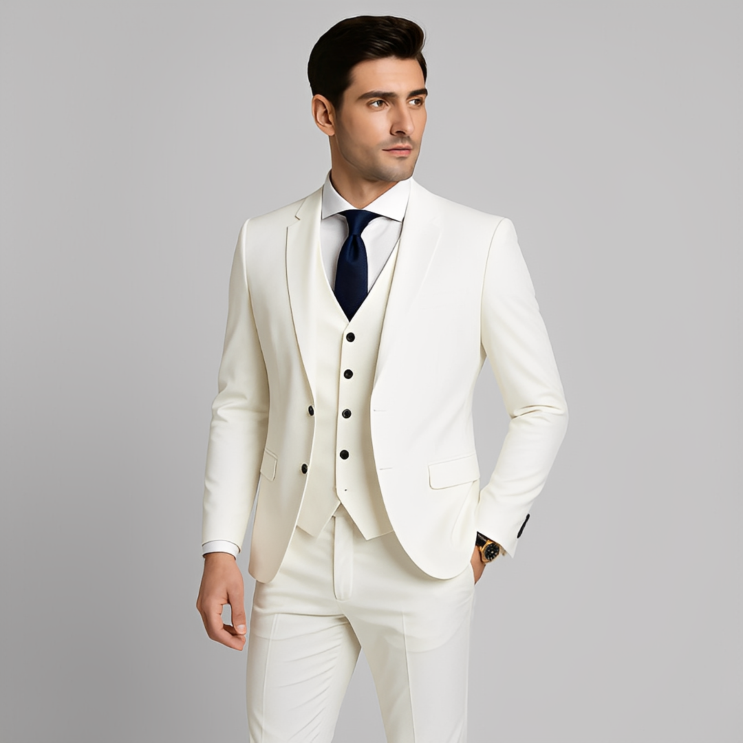 Terno masculino formal slim fit 3 peças cinza. Perfeito para casamento, eventos formais e estilo executivo.