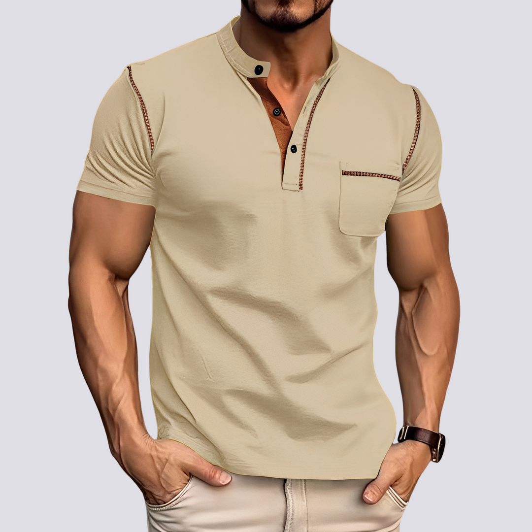 Camisa polo masculina de verão com tecido respirável. Oferece máximo conforto e um visual casual elegante.
