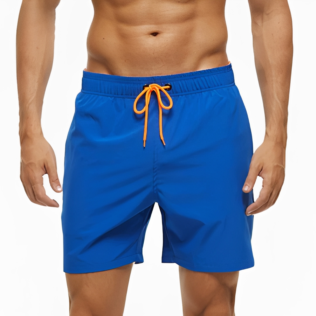 Calções de banho masculinos, confortáveis para verão e praia. Estilo casual e secagem rápida.