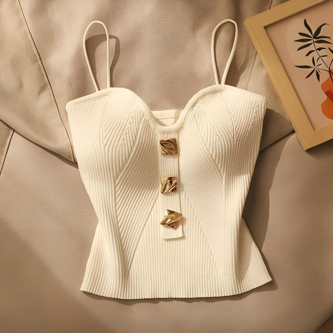 Top corset canelado feminino, elegante e versátil para moda verão e casual.