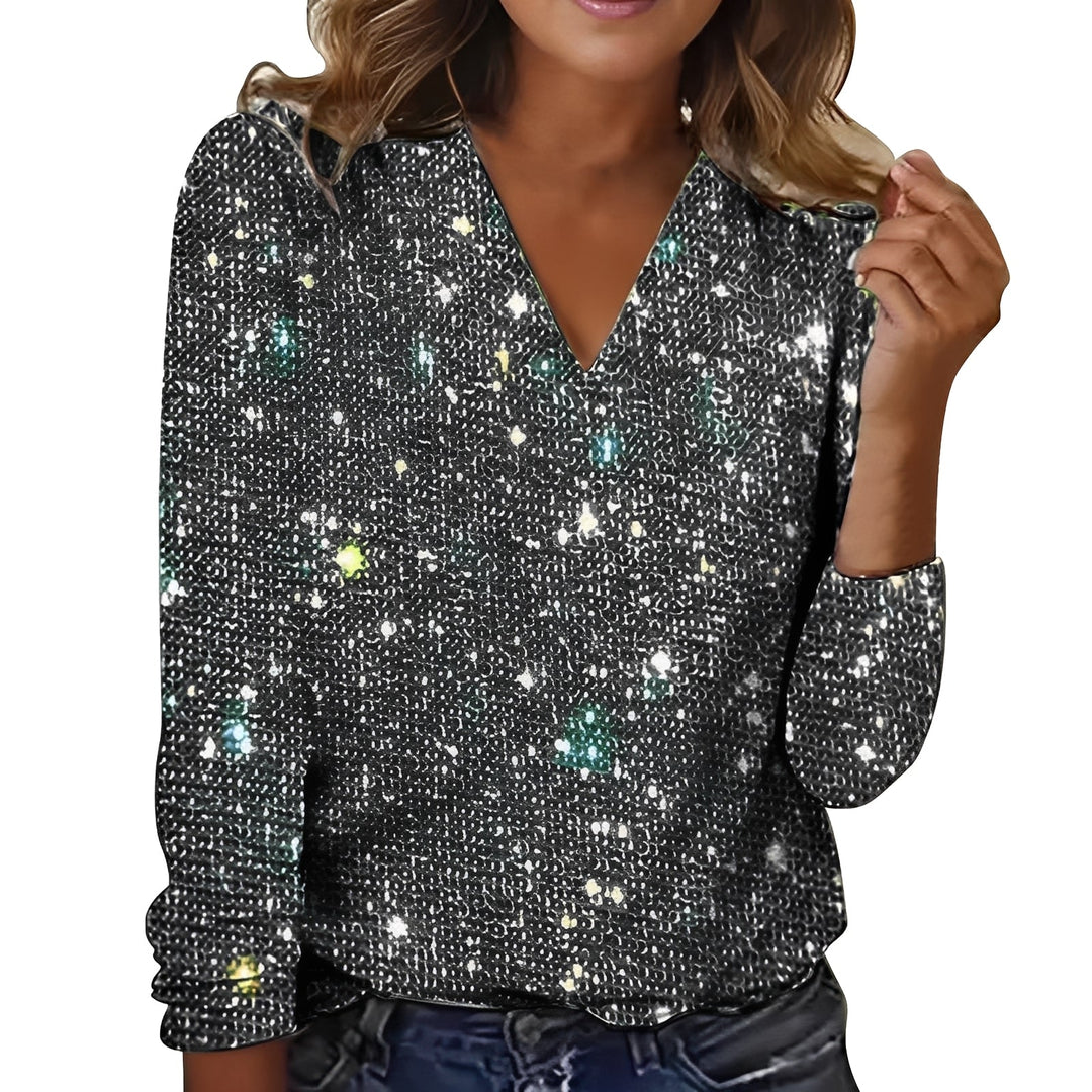 Blusa feminina de manga longa Caroline, confortável, brilhante e ideal para o verão e primavera.