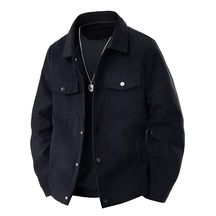 Casaco masculino estiloso solto, uma jaqueta casual para o outono. Roupa masculina versátil que une moda e conforto.