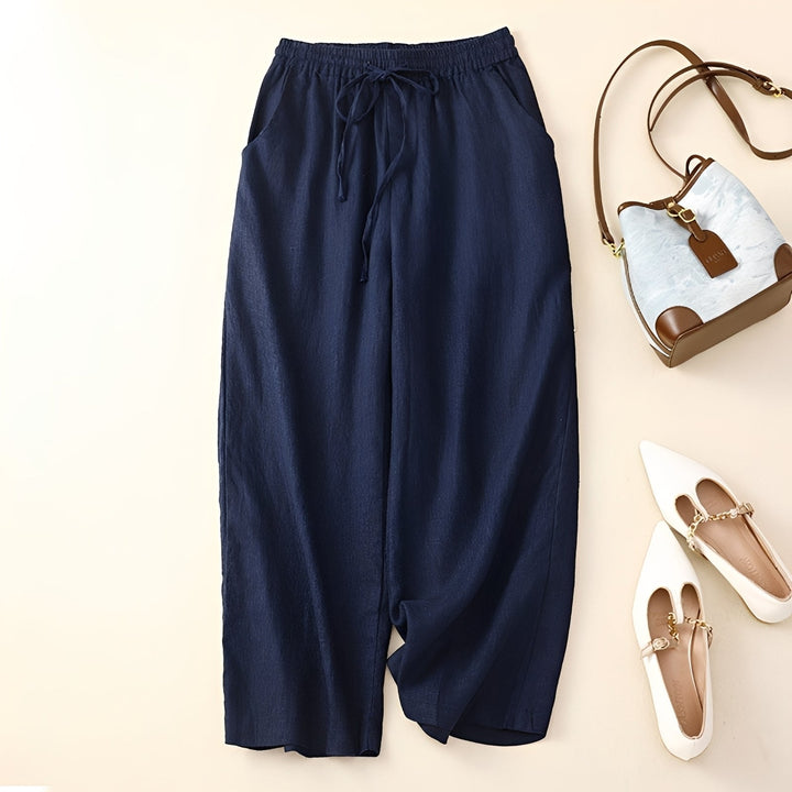 Roupa feminina: calça larga casual, perfeita para o verão, oferecendo conforto e estilo moderno. Calça feminina pernas largas.
