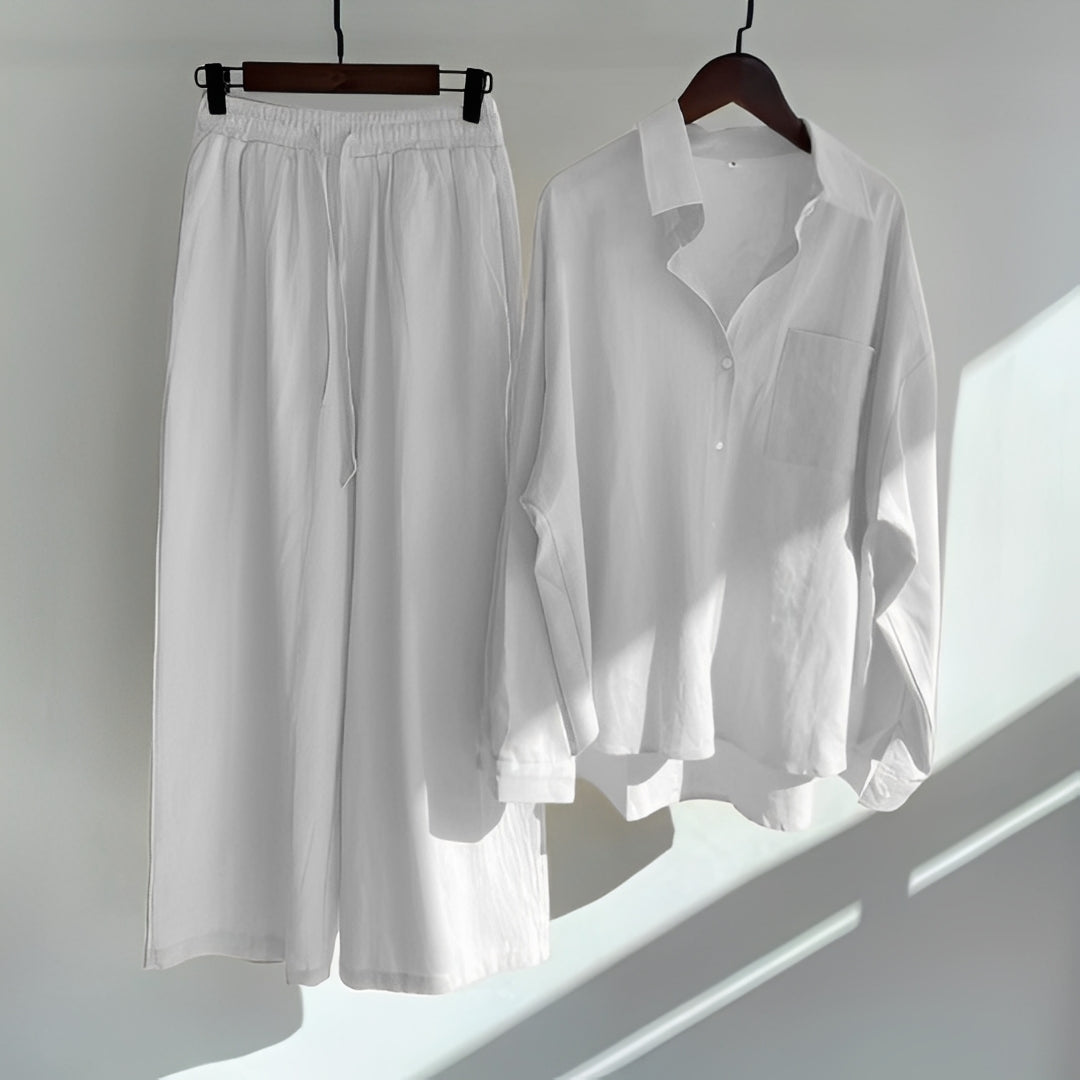 Moda feminina: Conjunto folgado de verão, perfeito para férias e estilo casual.