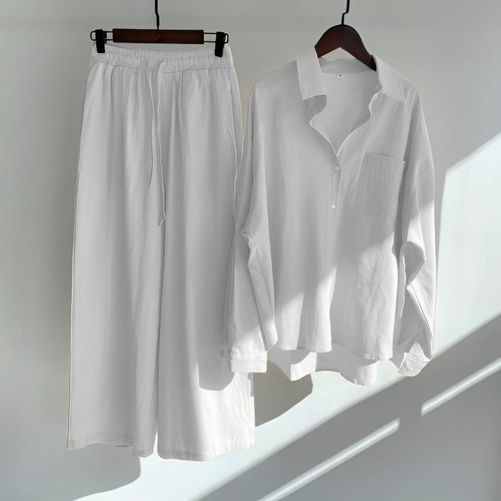 Moda feminina: Conjunto folgado de verão, perfeito para férias e estilo casual.