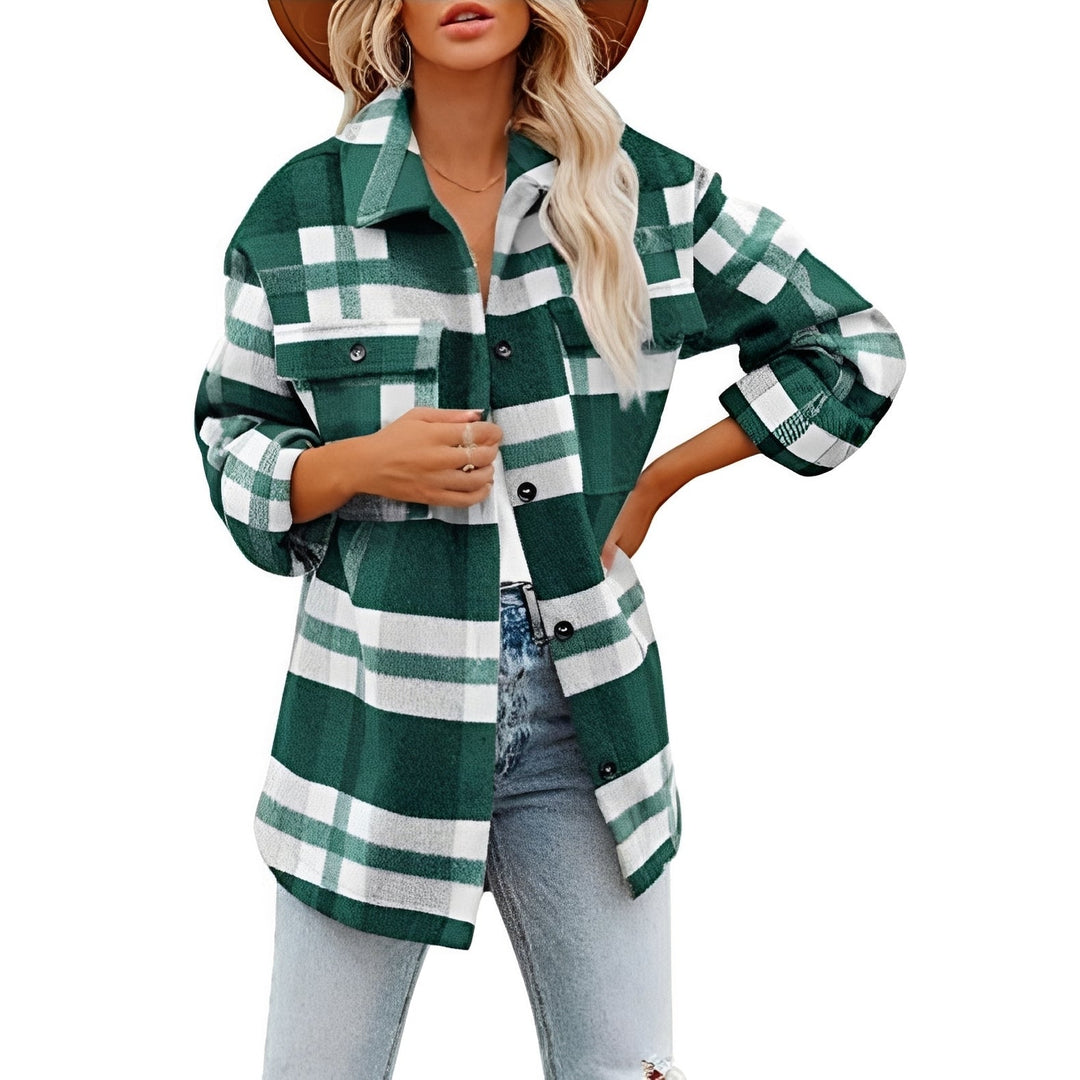 Cardigan feminino xadrez estilosa e versátil. Perfeita para a moda casual de inverno.