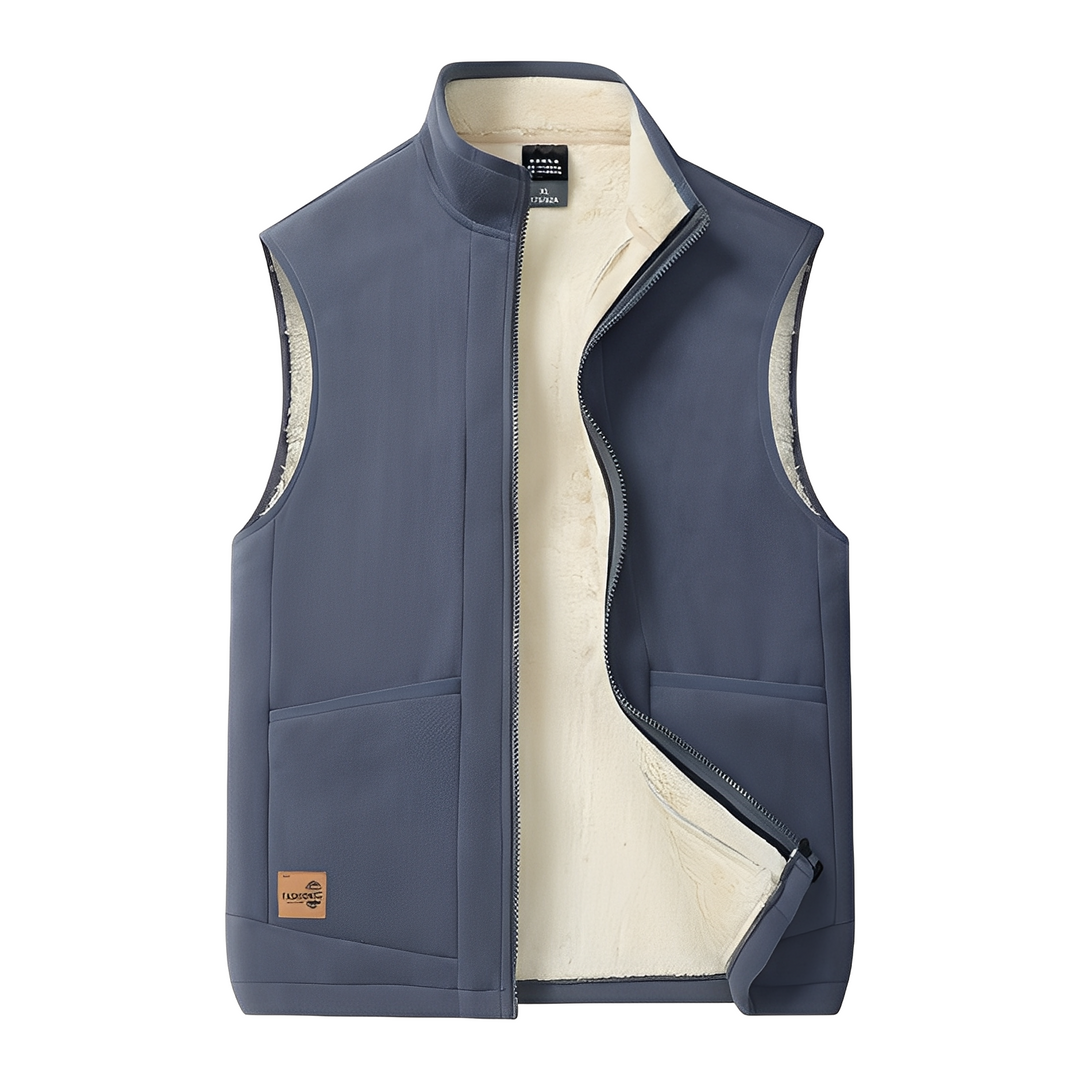 Colete masculino acolchoado preto para inverno. Estilo casual e moderno, oferece proteção contra o frio.