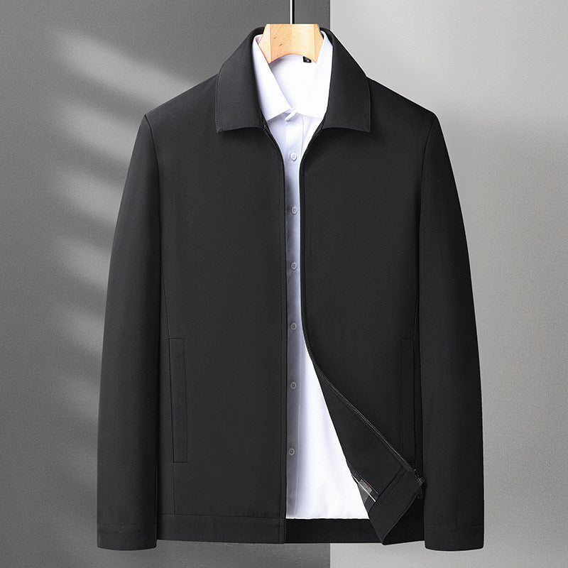 Casaco masculino com colarinho lapela, combinando estilo formal e casual. Outwear elegante para moda masculina versátil.