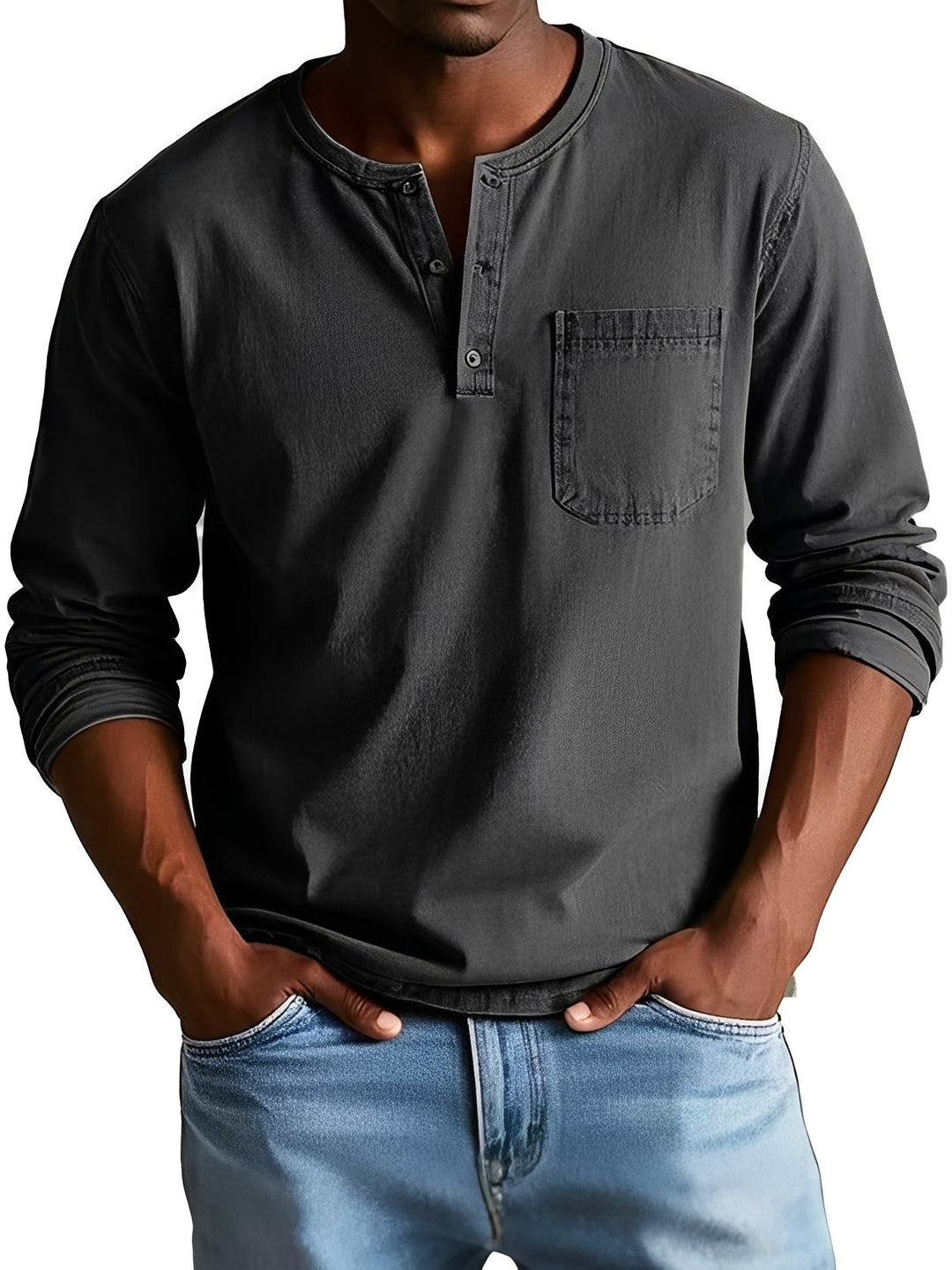 Camisa masculina casual de manga longa, ideal para o dia a dia, conforto e estilo versátil para homens.