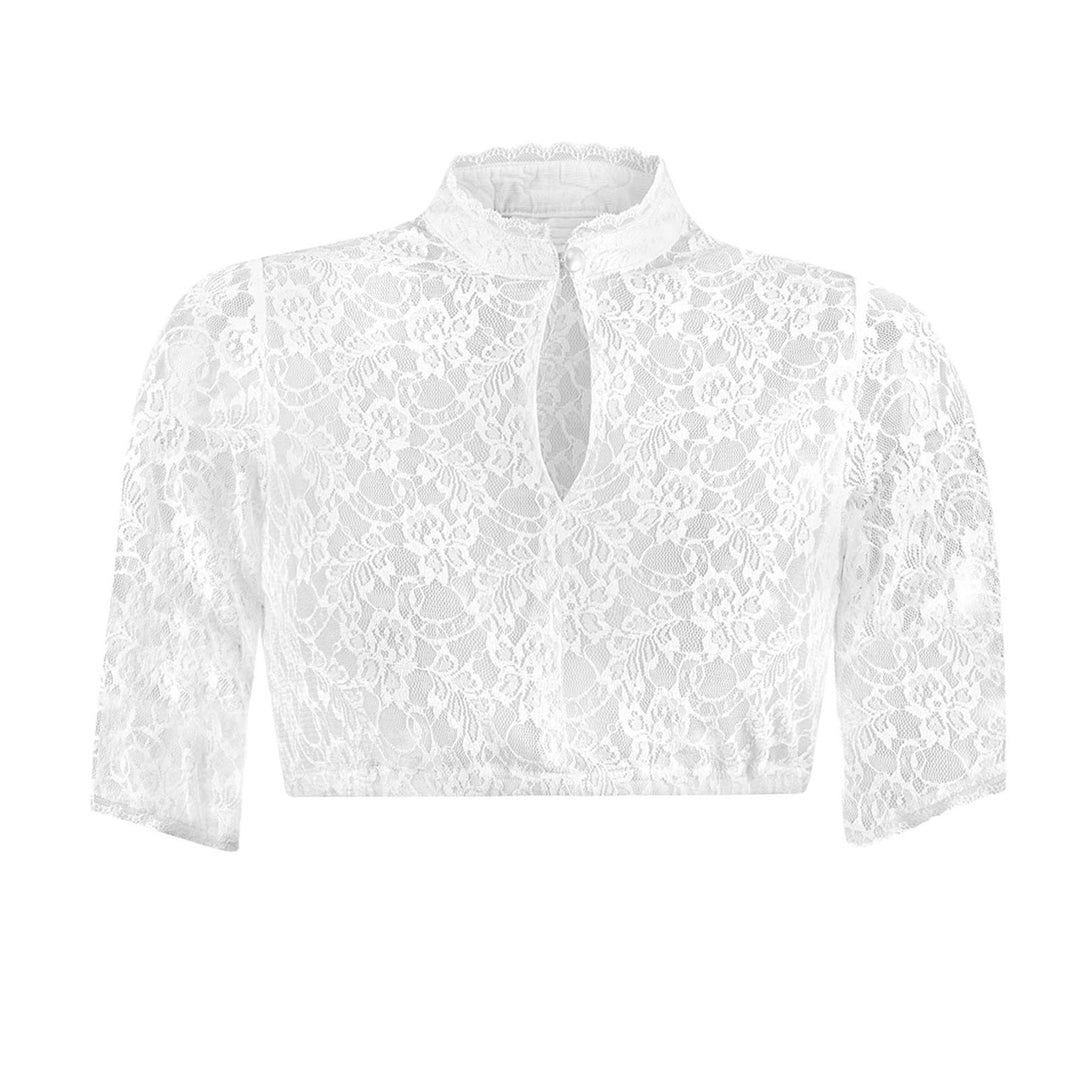 Moda feminina: Blusa Dirndl branca elegante e confortável para festas, Oktoberfest e trajes tradicionais.