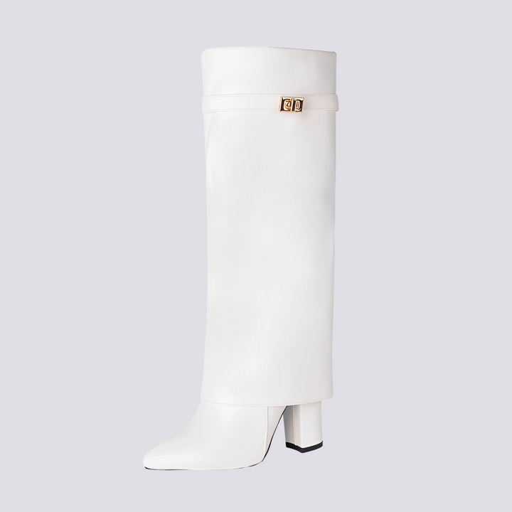 Calçado feminino fashion: botas casuais com salto bloco elegante. Ideal para looks de outono e inverno, com muito estilo.