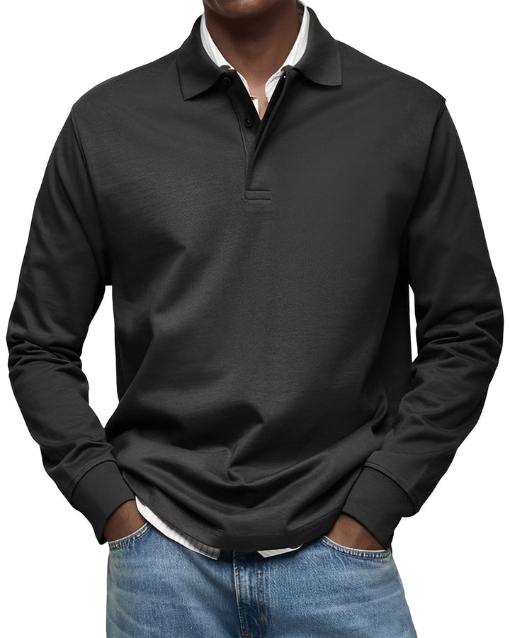 Confortável camisa polo masculina Rowan de manga longa, estilo casual e versátil para primavera e outono.