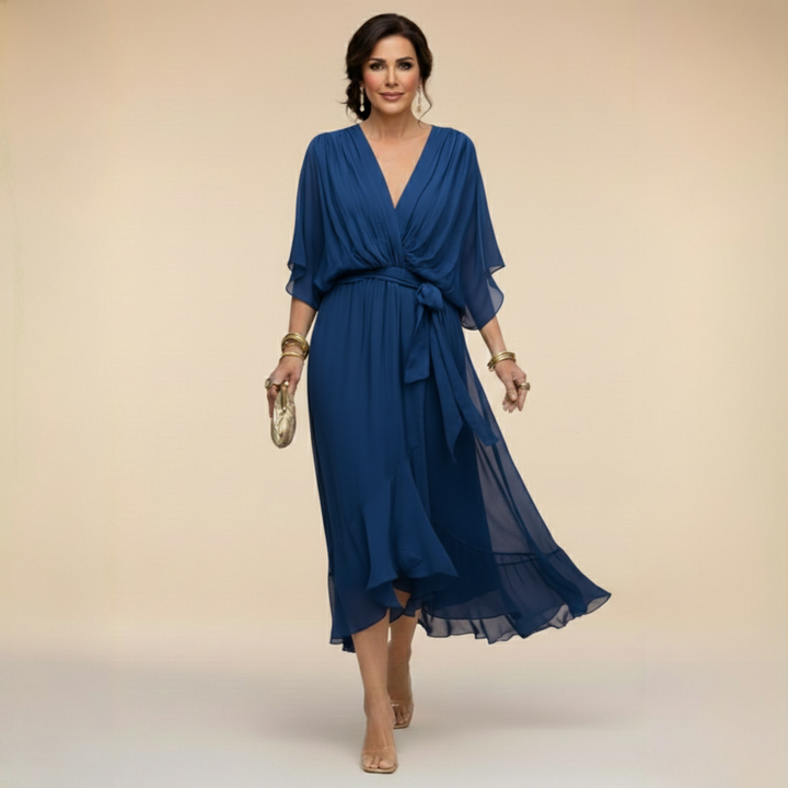 Vestido de verão feminino decote V. Peça versátil e confortável para um estilo elegante.