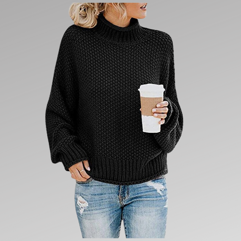Suéter feminino de malha macia e clássica, perfeito para conforto e moda outono/inverno.