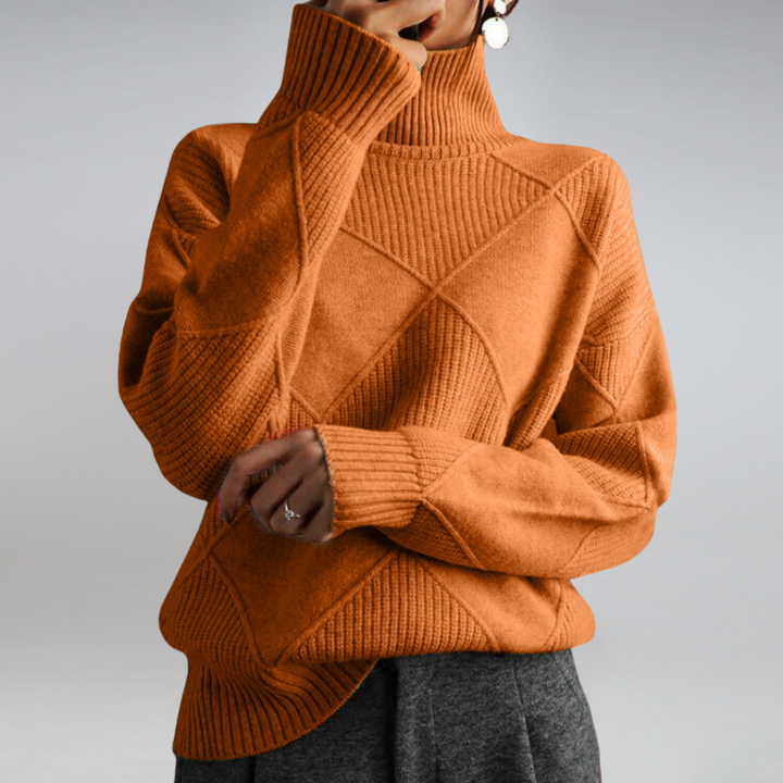 Blusa suéter feminino gola alta, tecido aconchegante. Oferece aquecimento e conforto com muito estilo no inverno.