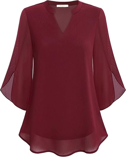 Blusa feminina em camadas para conforto e estilo. Design elegante, decote V e mangas 3/4.