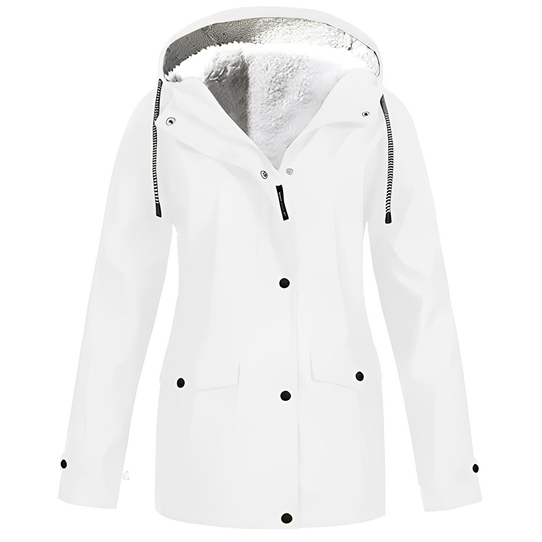 Jaqueta agasalho de chuva feminina quente e seca, ideal para outono e inverno, com design moderno.