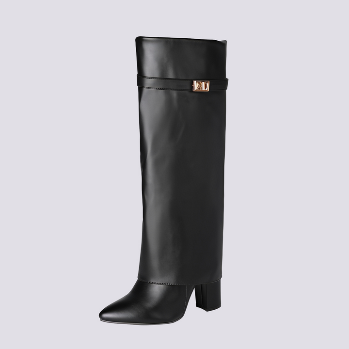 Botas femininas estilosas de inverno/outono com salto bloco. Design moderno e confortável para qualquer ocasião.