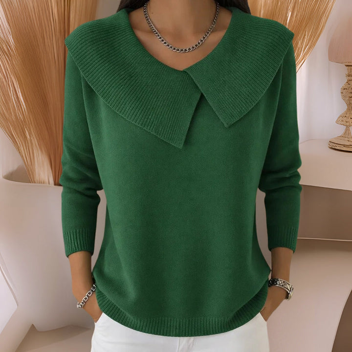 Camisola de mulher em malha, gola suave, para conforto elegante no outono/inverno. Pullover de moda feminina.