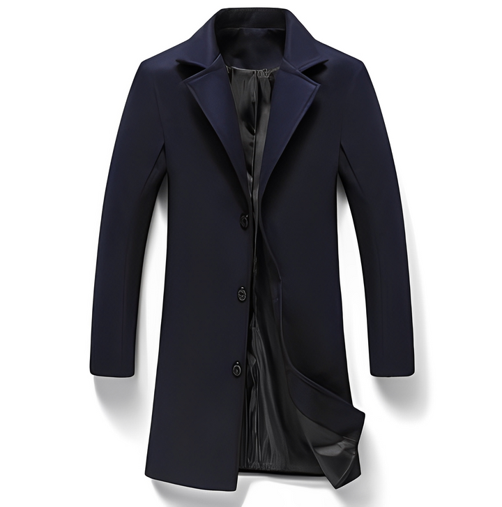 Casaco masculino de inverno elegante, com tecido premium para conforto. Agasalho formal de alta moda e estilo.